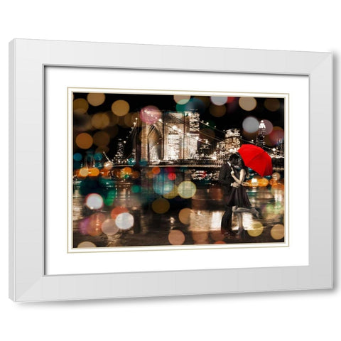 A Kiss in the Night White Modern Wood Framed Art Print with Double Matting by Loumer, Dianne