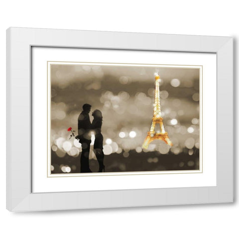 A Date in Paris (BW) White Modern Wood Framed Art Print with Double Matting by Loumer, Dianne