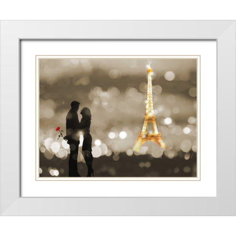 A Date in Paris (BW) White Modern Wood Framed Art Print with Double Matting by Loumer, Dianne