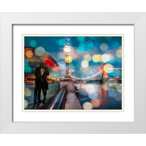 Kissing in London (detail) White Modern Wood Framed Art Print with Double Matting by Loumer, Dianne