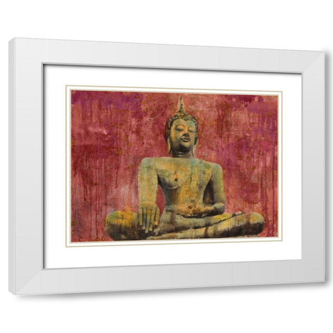 Golden Buddha White Modern Wood Framed Art Print with Double Matting by Moschetta, Dario