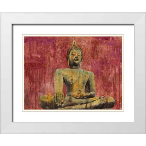 Golden Buddha White Modern Wood Framed Art Print with Double Matting by Moschetta, Dario