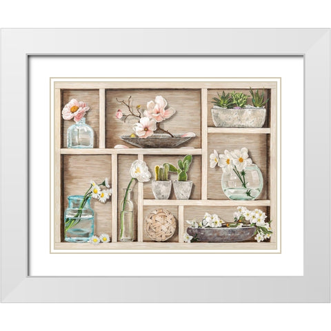 Fleurs et Memoires White Modern Wood Framed Art Print with Double Matting by Dolci, Elena