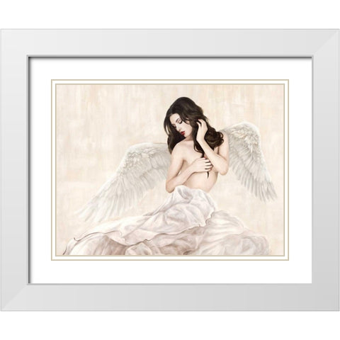 Inspiring Angel White Modern Wood Framed Art Print with Double Matting by Duval, Sonya