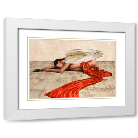 Reclined Angel White Modern Wood Framed Art Print with Double Matting by Duval, Sonya