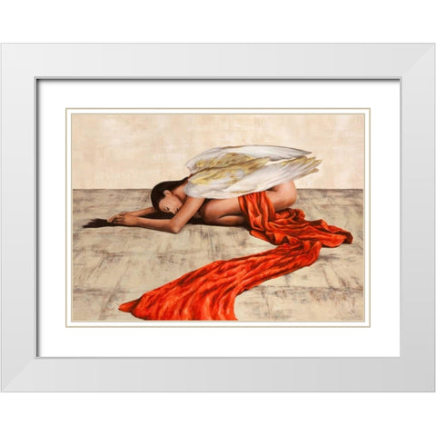 Reclined Angel White Modern Wood Framed Art Print with Double Matting by Duval, Sonya