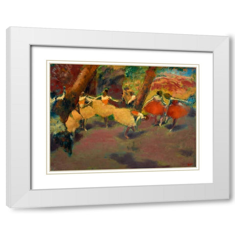 Before the Performance White Modern Wood Framed Art Print with Double Matting by Degas, Edgar