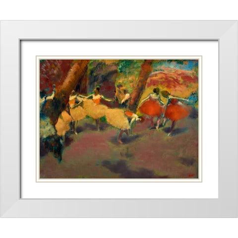 Before the Performance White Modern Wood Framed Art Print with Double Matting by Degas, Edgar