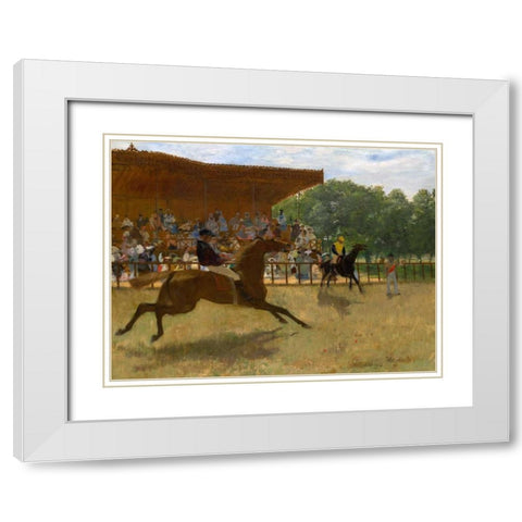 The False Start White Modern Wood Framed Art Print with Double Matting by Degas, Edgar