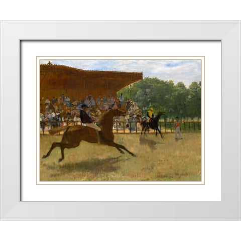 The False Start White Modern Wood Framed Art Print with Double Matting by Degas, Edgar
