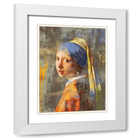 Vermeers Girl 2.0 White Modern Wood Framed Art Print with Double Matting by Chestier, Eric