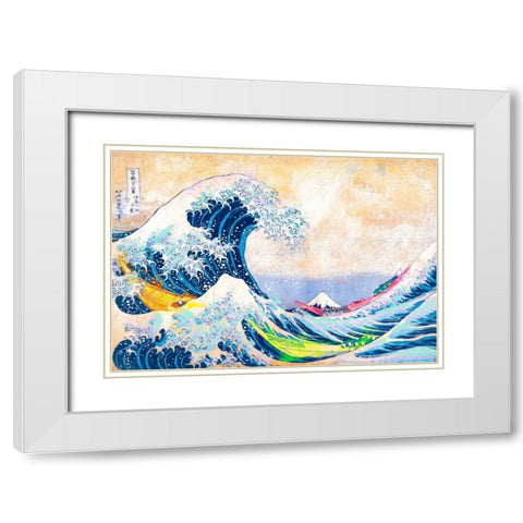 Hokusais Wave 2.0 White Modern Wood Framed Art Print with Double Matting by Chestier, Eric