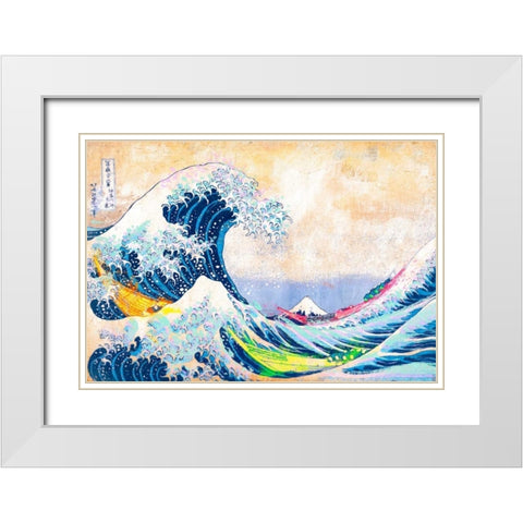 Hokusais Wave 2.0 White Modern Wood Framed Art Print with Double Matting by Chestier, Eric
