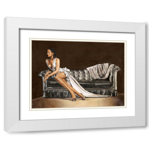 Caprice White Modern Wood Framed Art Print with Double Matting by Ciccone, Emilio