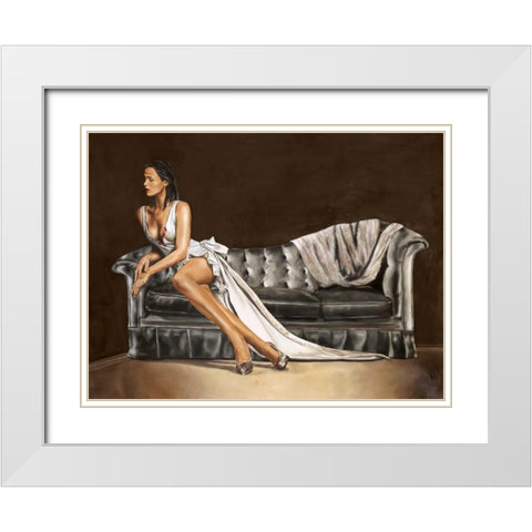 Caprice White Modern Wood Framed Art Print with Double Matting by Ciccone, Emilio