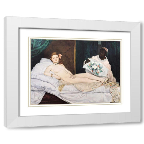 Olympia  White Modern Wood Framed Art Print with Double Matting by Manet, Edouard