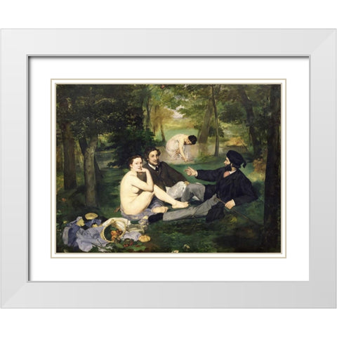 Le dejeuner sur l herbe White Modern Wood Framed Art Print with Double Matting by Manet, Edouard