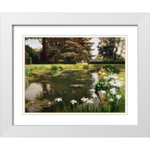 The Garden Sutton Place England White Modern Wood Framed Art Print with Double Matting by Spence, Ernest