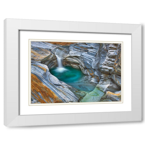 Valle Verzasca, Switzerland White Modern Wood Framed Art Print with Double Matting by Frank, Krahmer