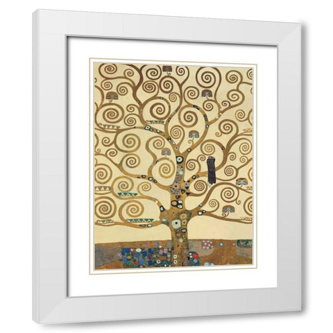 The Tree of Life White Modern Wood Framed Art Print with Double Matting by Klimt, Gustav