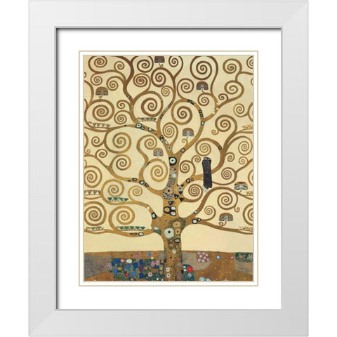 The Tree of Life White Modern Wood Framed Art Print with Double Matting by Klimt, Gustav