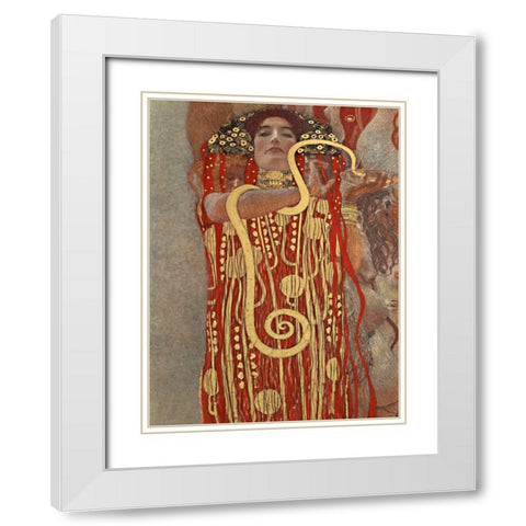 Medicina White Modern Wood Framed Art Print with Double Matting by Klimt, Gustav