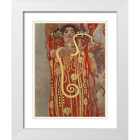 Medicina White Modern Wood Framed Art Print with Double Matting by Klimt, Gustav