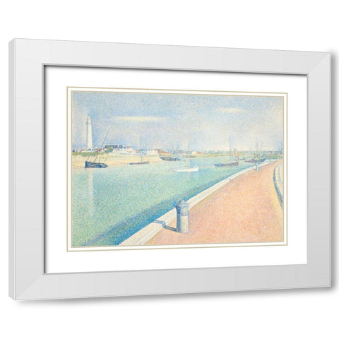 The Channel of Gravelines White Modern Wood Framed Art Print with Double Matting by Seurat, Georges
