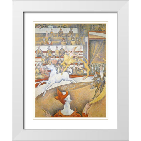 The Circus White Modern Wood Framed Art Print with Double Matting by Seurat, Georges