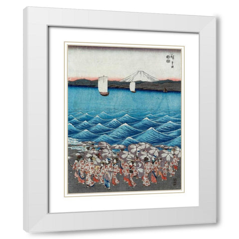 Opening celebration of Benzaiten III White Modern Wood Framed Art Print with Double Matting by Hiroshige, Ando
