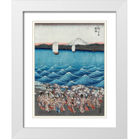 Opening celebration of Benzaiten III White Modern Wood Framed Art Print with Double Matting by Hiroshige, Ando