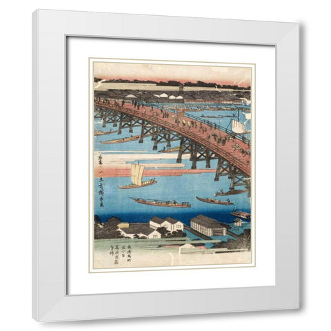 Woodcut I White Modern Wood Framed Art Print with Double Matting by Hiroshige, Ando