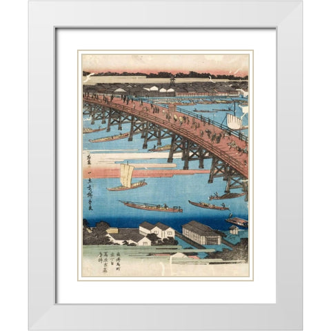 Woodcut I White Modern Wood Framed Art Print with Double Matting by Hiroshige, Ando