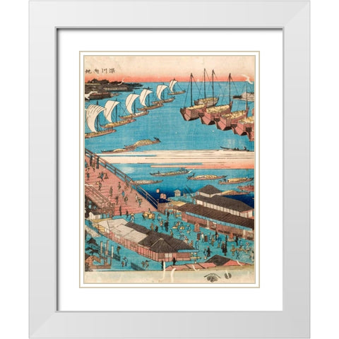 Woodcut II White Modern Wood Framed Art Print with Double Matting by Hiroshige, Ando