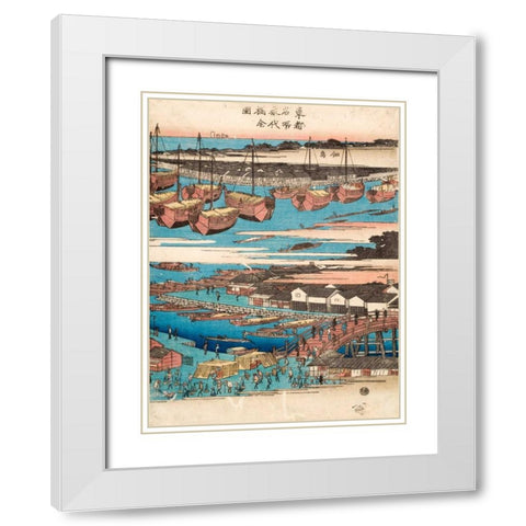Woodcut III White Modern Wood Framed Art Print with Double Matting by Hiroshige, Ando