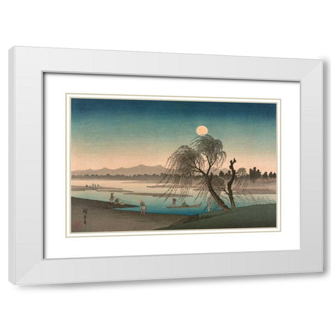 Fukeiga White Modern Wood Framed Art Print with Double Matting by Hiroshige, Ando