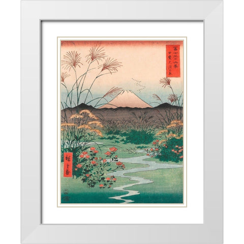 Otsuki Plain in Kai Province White Modern Wood Framed Art Print with Double Matting by Ando, Hiroshige