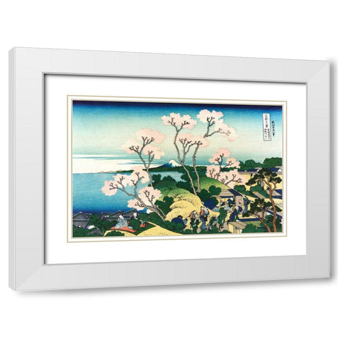 Goten-yama Hill at Shinagawa circa 1830 White Modern Wood Framed Art Print with Double Matting by Hokusai