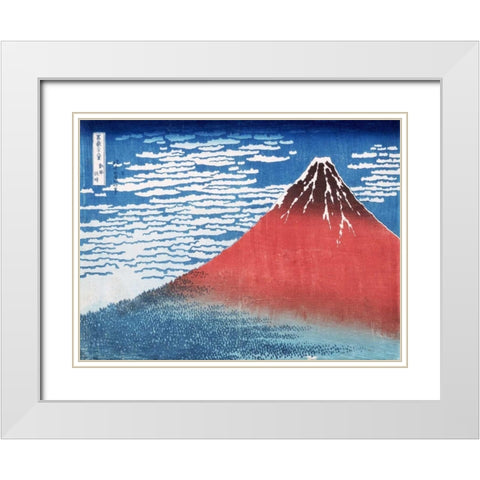 Fine Wind Clear Morning White Modern Wood Framed Art Print with Double Matting by Hokusai