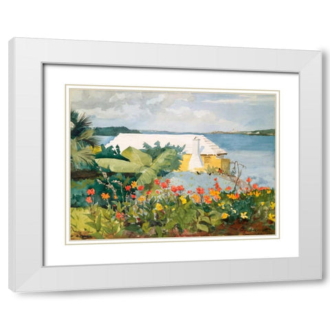 Flower Garden and Bungalow, Bermuda White Modern Wood Framed Art Print with Double Matting by Homer, Winslow