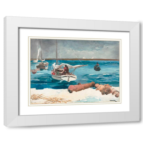 Nassau White Modern Wood Framed Art Print with Double Matting by Homer, Winslow