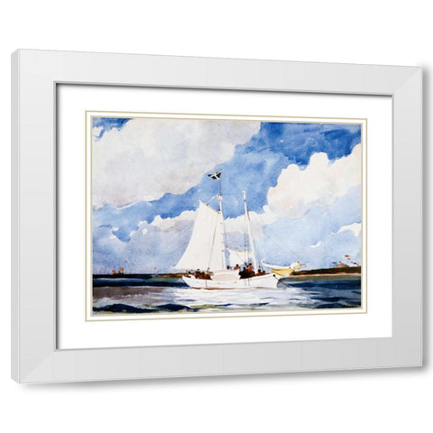 Fishing Schooner, Nassau  White Modern Wood Framed Art Print with Double Matting by Homer, Winslow