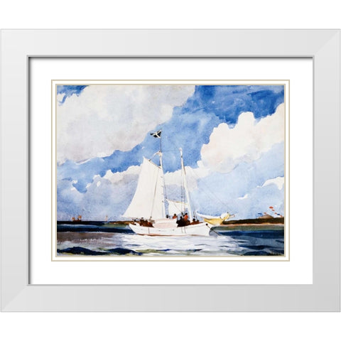 Fishing Schooner, Nassau  White Modern Wood Framed Art Print with Double Matting by Homer, Winslow