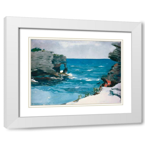 Rocky Shore, Bermuda White Modern Wood Framed Art Print with Double Matting by Homer, Winslow