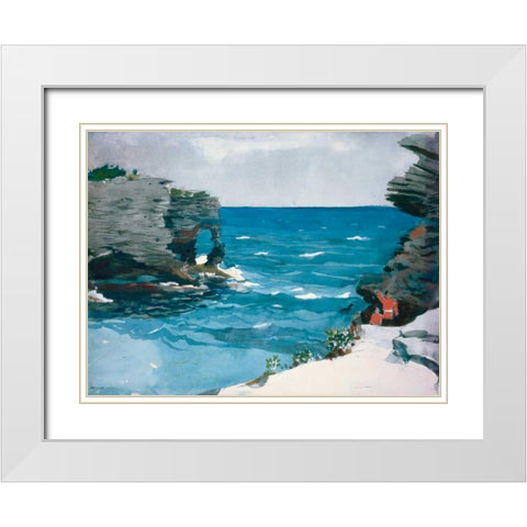 Rocky Shore, Bermuda White Modern Wood Framed Art Print with Double Matting by Homer, Winslow