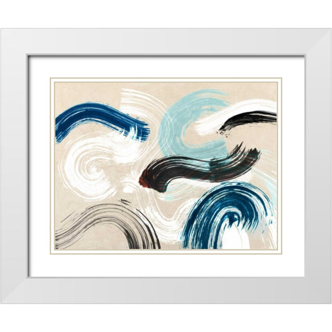 Waves White Modern Wood Framed Art Print with Double Matting by Ikeda, Haru