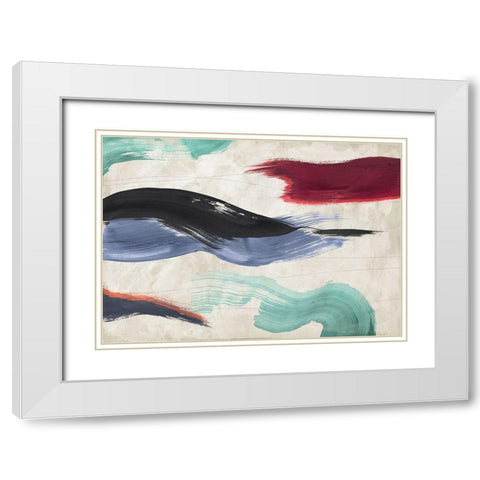 Waves of Colors White Modern Wood Framed Art Print with Double Matting by Ikeda, Haru