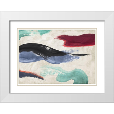 Waves of Colors White Modern Wood Framed Art Print with Double Matting by Ikeda, Haru