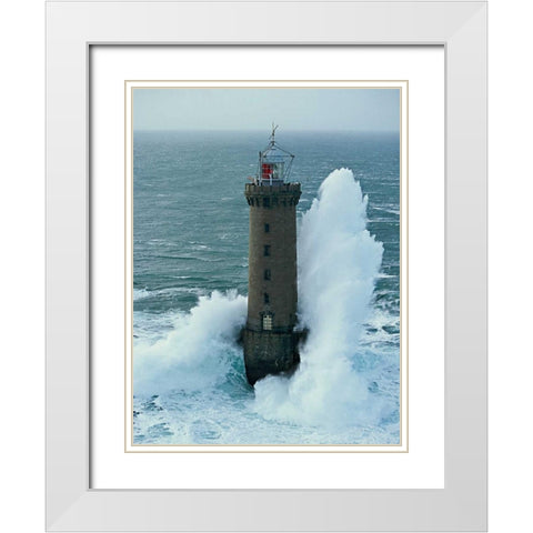 Kereon White Modern Wood Framed Art Print with Double Matting by Guichard, Jean