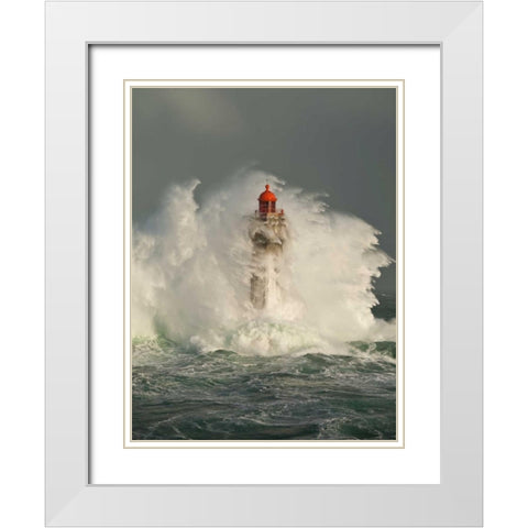 La Jument White Modern Wood Framed Art Print with Double Matting by Guichard, Jean